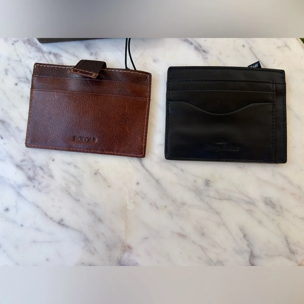 BOCONI & Tommy Bahamas cognac /black leather card holder wallet for men bundles